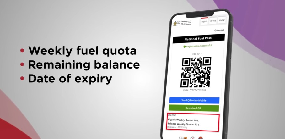 QR Code for National Fuel Pass in Sri Lanka